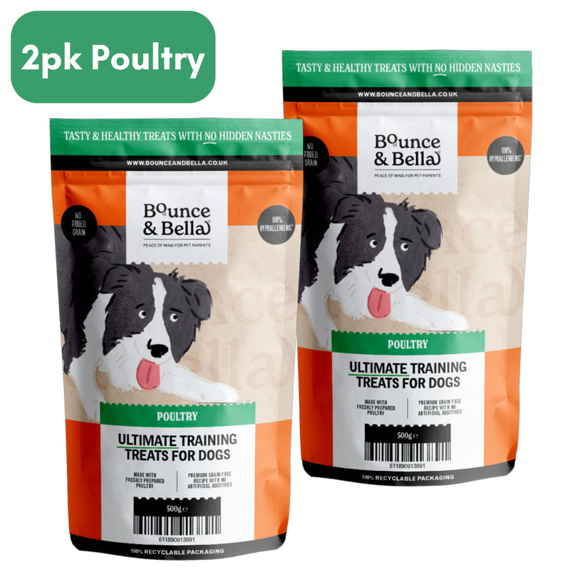 **Discounted Multipack** - 2 Packs of 500g for only £19.98 (save £4 on the normal price!) - Grain Free Ultimate Poultry Treats for Dogs