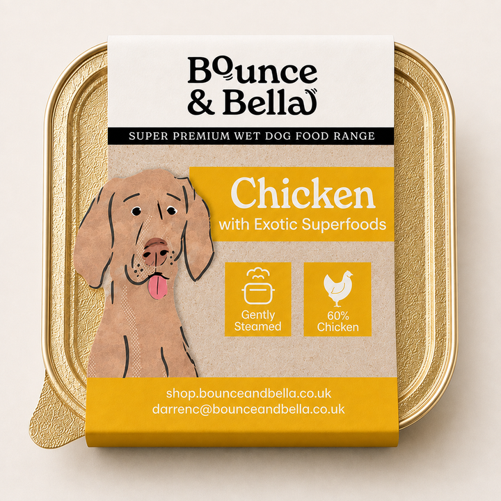 Bounce &amp; Bella Chicken Wet Dog Food Tray with 60% chicken