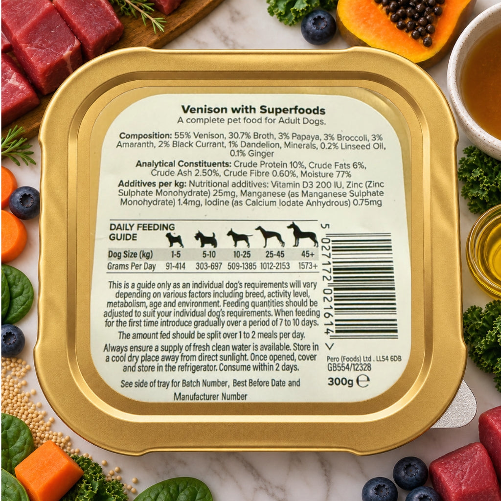 Bounce &amp; Bella Venison Wet Dog Food ingredients and feeding information