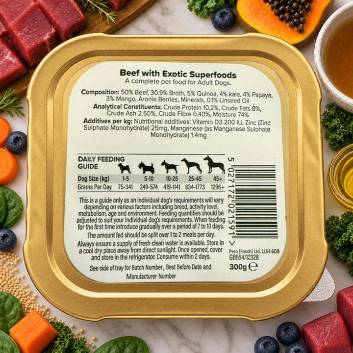 Bounce &amp; Bella Beef Wet Dog Food ingredients and feeding information