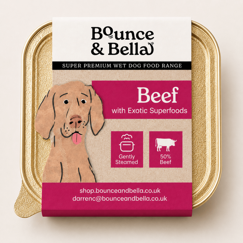Bounce & Bella Beef Wet Dog Food Tray with 50% beef