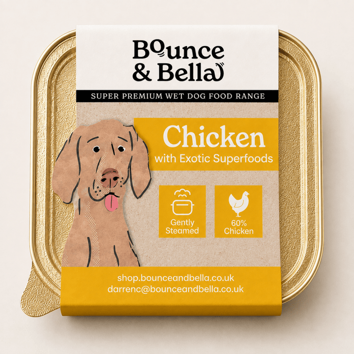 Bounce &amp; Bella Chicken Wet Dog Food Tray with 60% chicken
