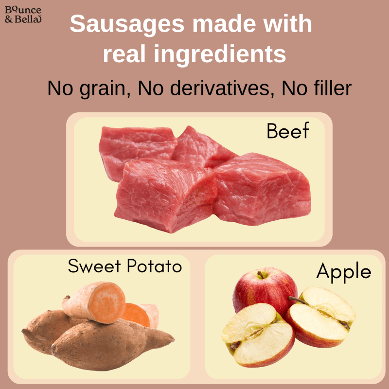 Gourmet Dog Sausages - Beef with Sweet Potato & Apple, 200g