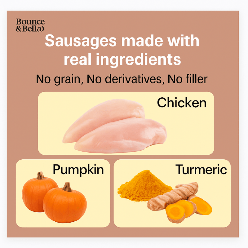 Gourmet Dog Sausages, Chicken with Pumpkin &amp; Turmeric, 200g